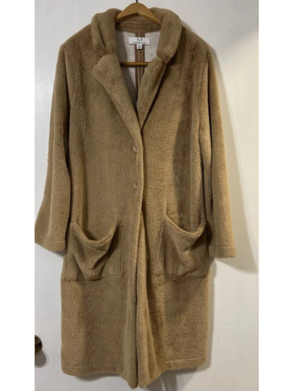 Magaschoni Tan Faux Fur Oversized Sz S Teddy Winter Long Coat Lagenlook Luxury